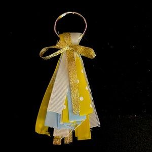 Handmade ribbon tassel keychain. Around 5” long.
